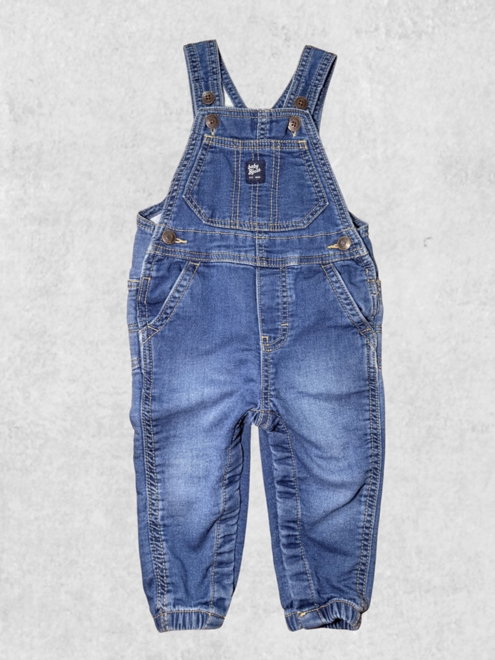 Oshkosh Knit Denim Overalls in Blue (12 mo)